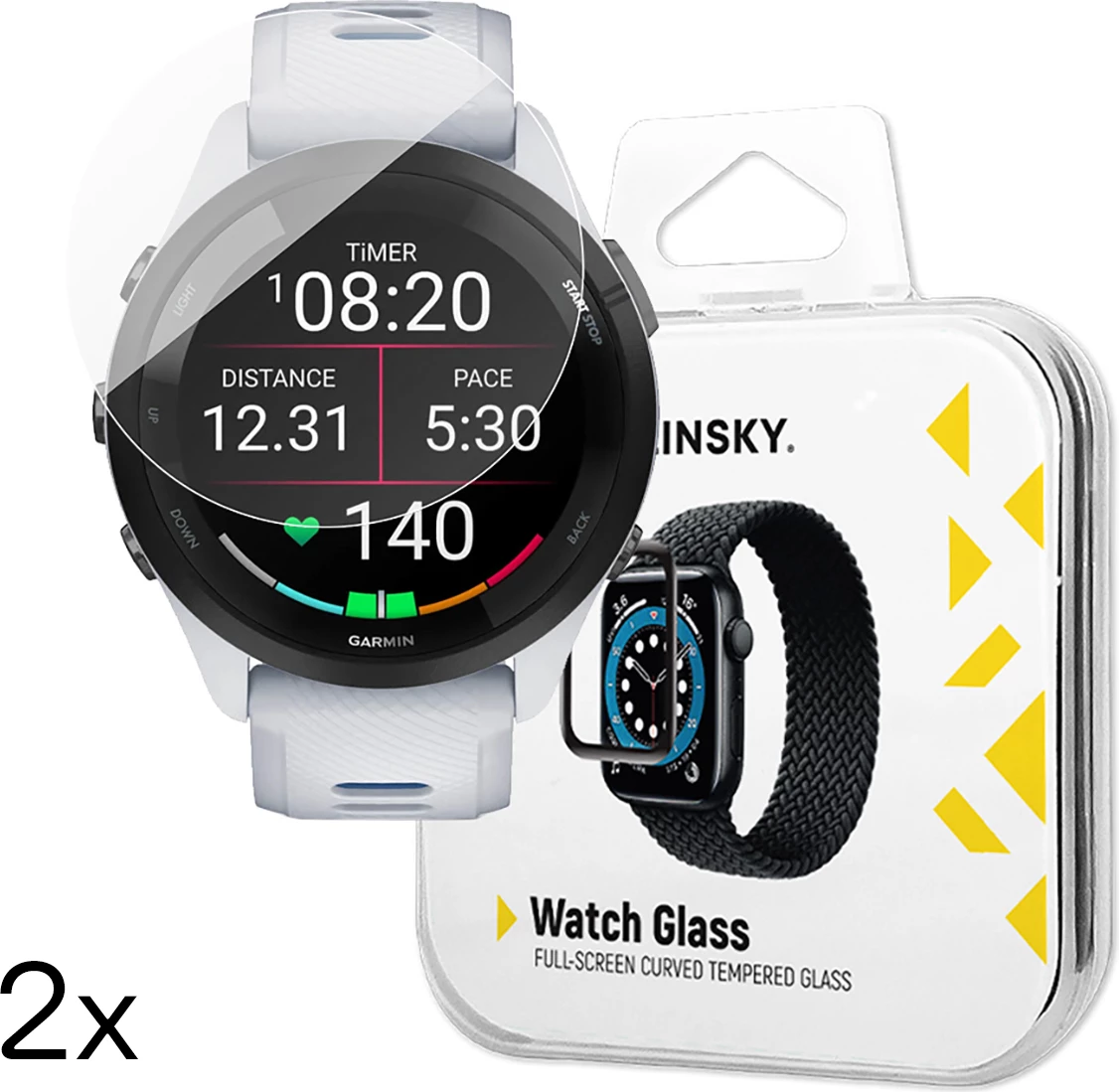Xham i temperuar për orë Garmin Forerunner 265S Wozinsky Full Glue, 46mm, 2 copë