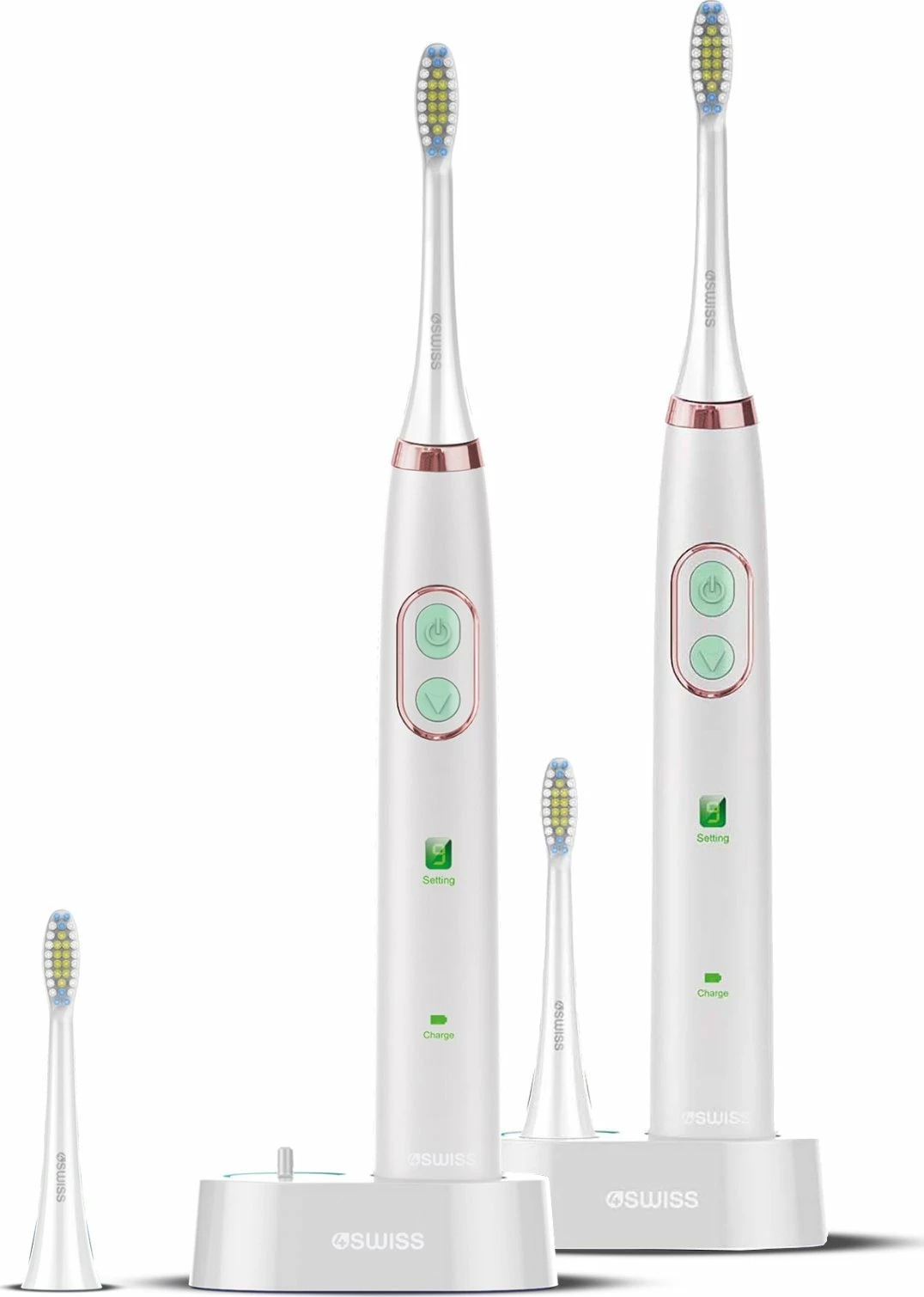 Furçë dhëmbësh elektrike sonike 4Swiss ST212 Sensitive Care Golden Edition, 2 koka + këllëf udhëtimi, e bardhë