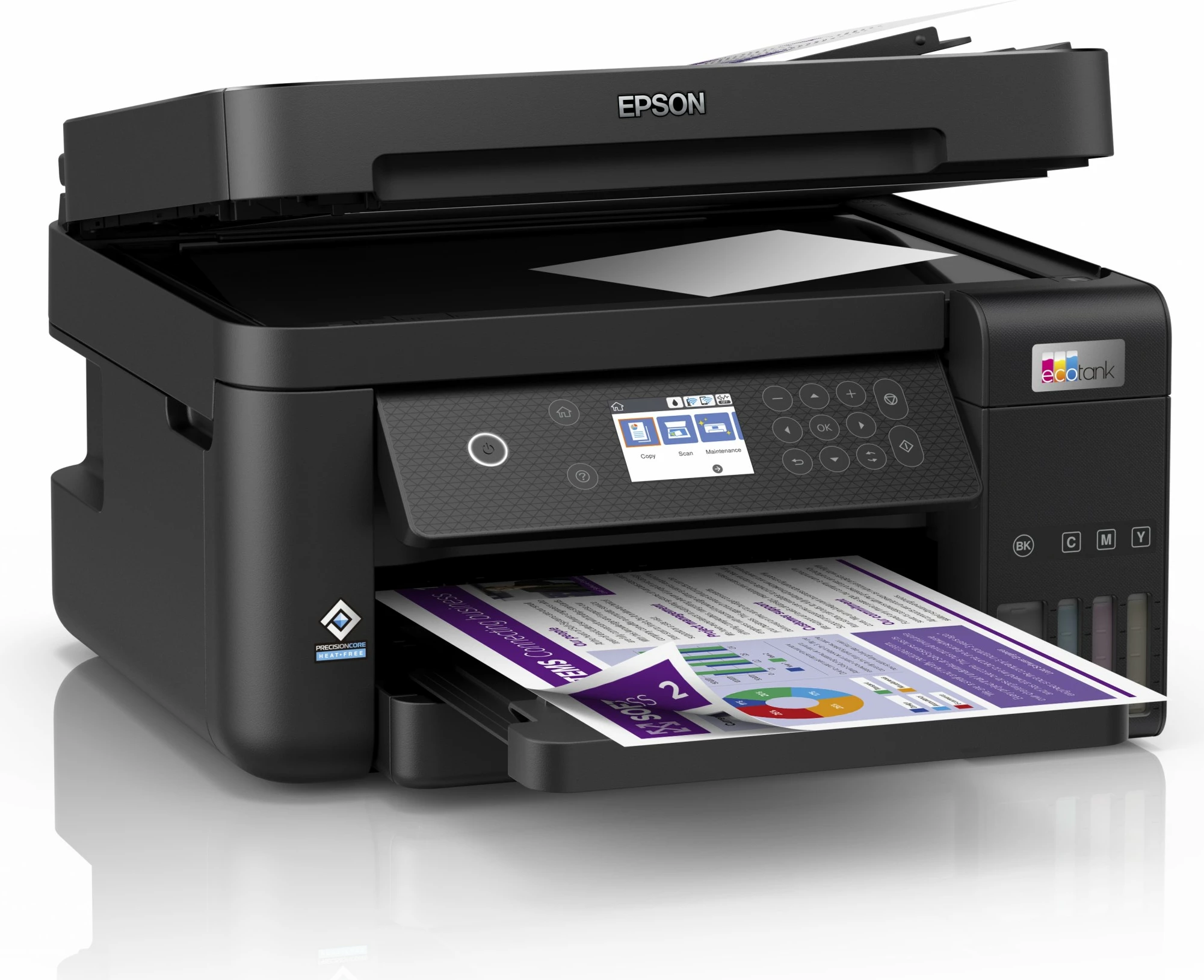 Printer multifunksional Epson EcoTank ET-3850, ngjyrë, A4, Wi-Fi, LCD, i zi