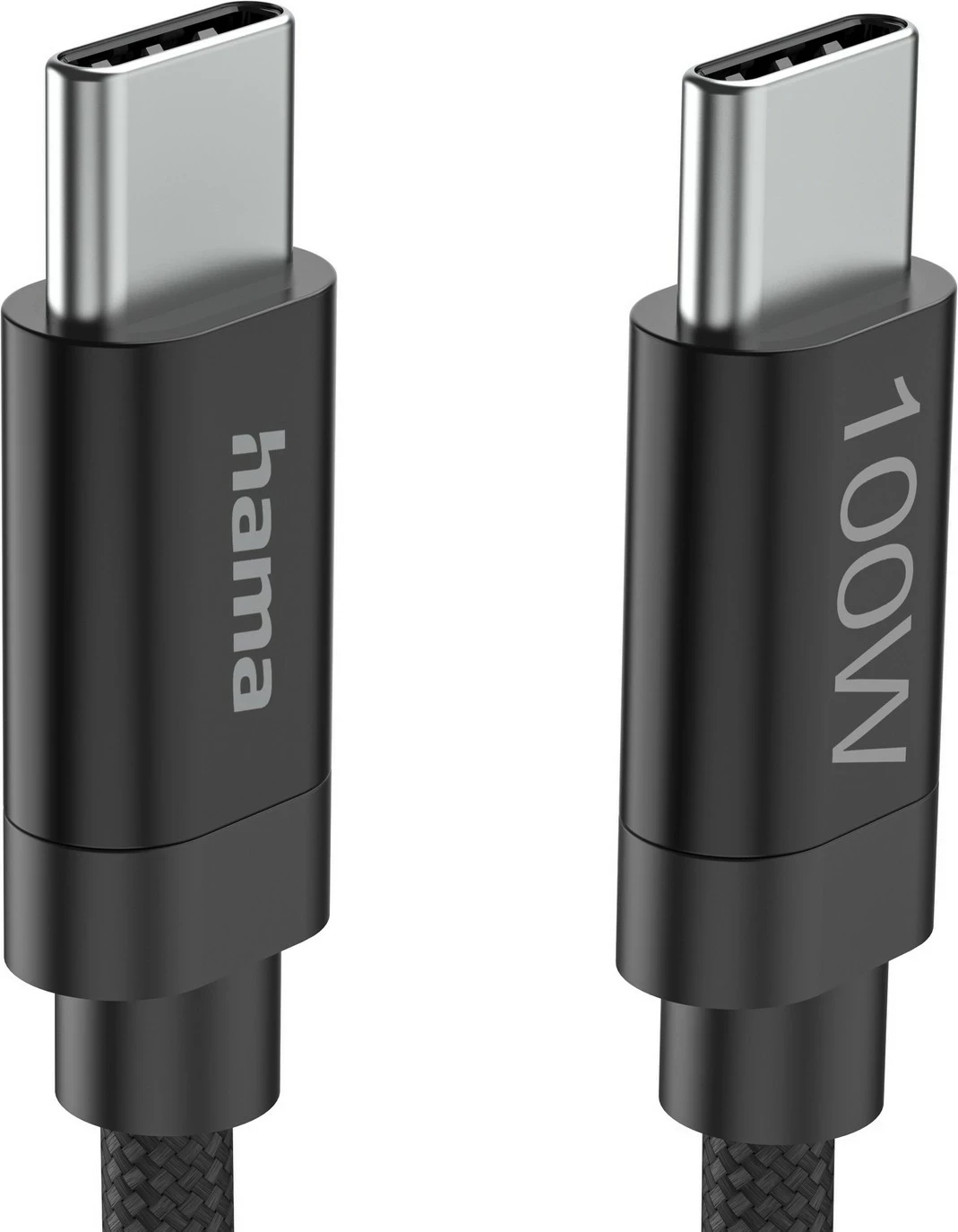 Kabllo USB-C Hama USB-C - USB-C, 100W, 3m, najlon, e zezë