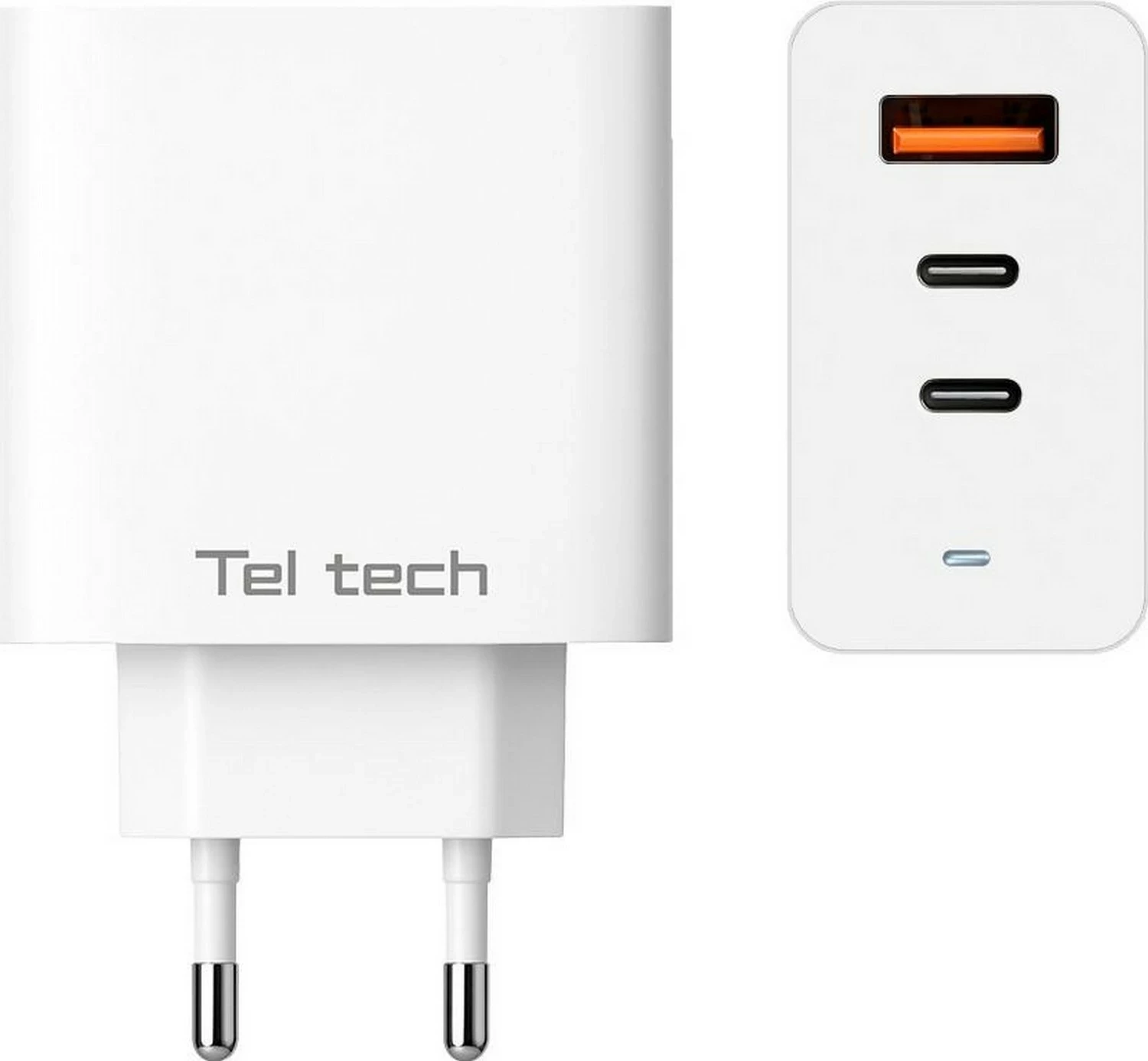 Karikues rrjeti Teltech GaN 65W, 2x USB-C + USB-A, PD/QC 3.0, i bardhë