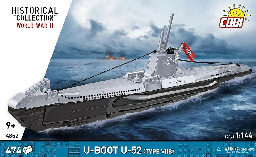 Set blloqesh ndërtimi, Cobi, U-Boat U-52 Type VIIB 4852, 474 elemente, shkallë 1:144, gjatësi 46 cm
