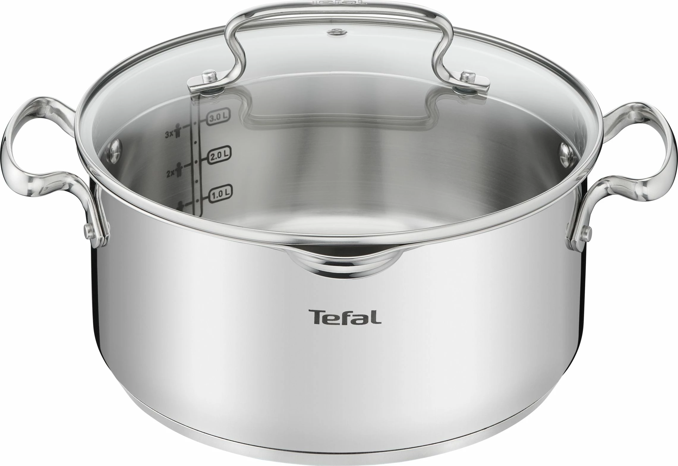 Tenxhere Tefal Duetto+ 24 cm 5 L inox me kapak kullues/qelqi, argjendtë