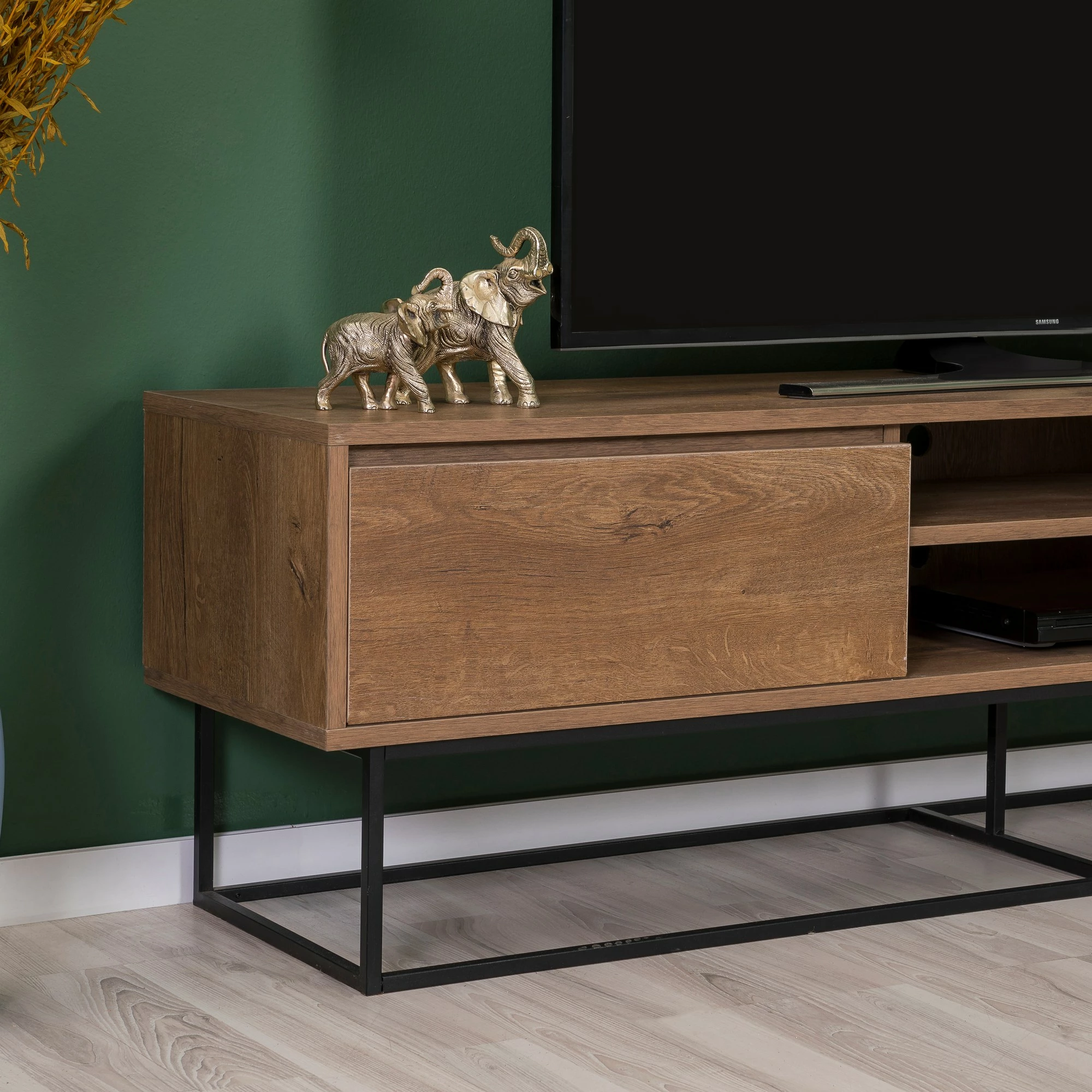 Set mobiljesh për dhomë dite, ngjyrë arre dhe e zezë, Laxus Takım 12