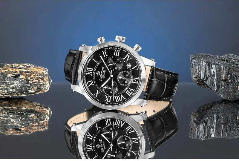 Orë dore meshkuj Giewont GW6260-A2, argjendtë e zezë, set