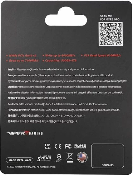 SSD PATRIOT Viper VP4300 Lite 1TB M.2 NVMe PCIe Gen4 x4 2280