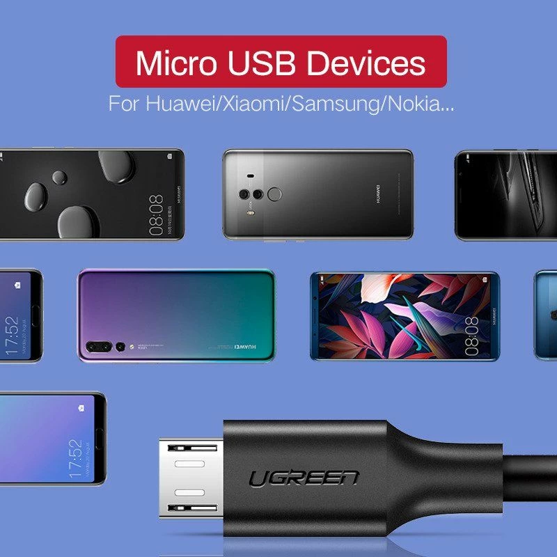 Kabllo USB-A në microUSB Ugreen US289/60137 1.5 m Quick Charge 3.0, 2.4 A, 480 Mb/s, e zezë