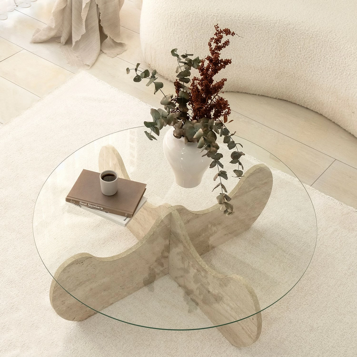Tavolinë kafeje Skye Decor, ngjyrë travertine, Himalayas