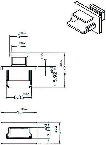 Kapak pluhuri DeLOCK 64011 për portë USB Mini-B, paketim 10 copë, i zi