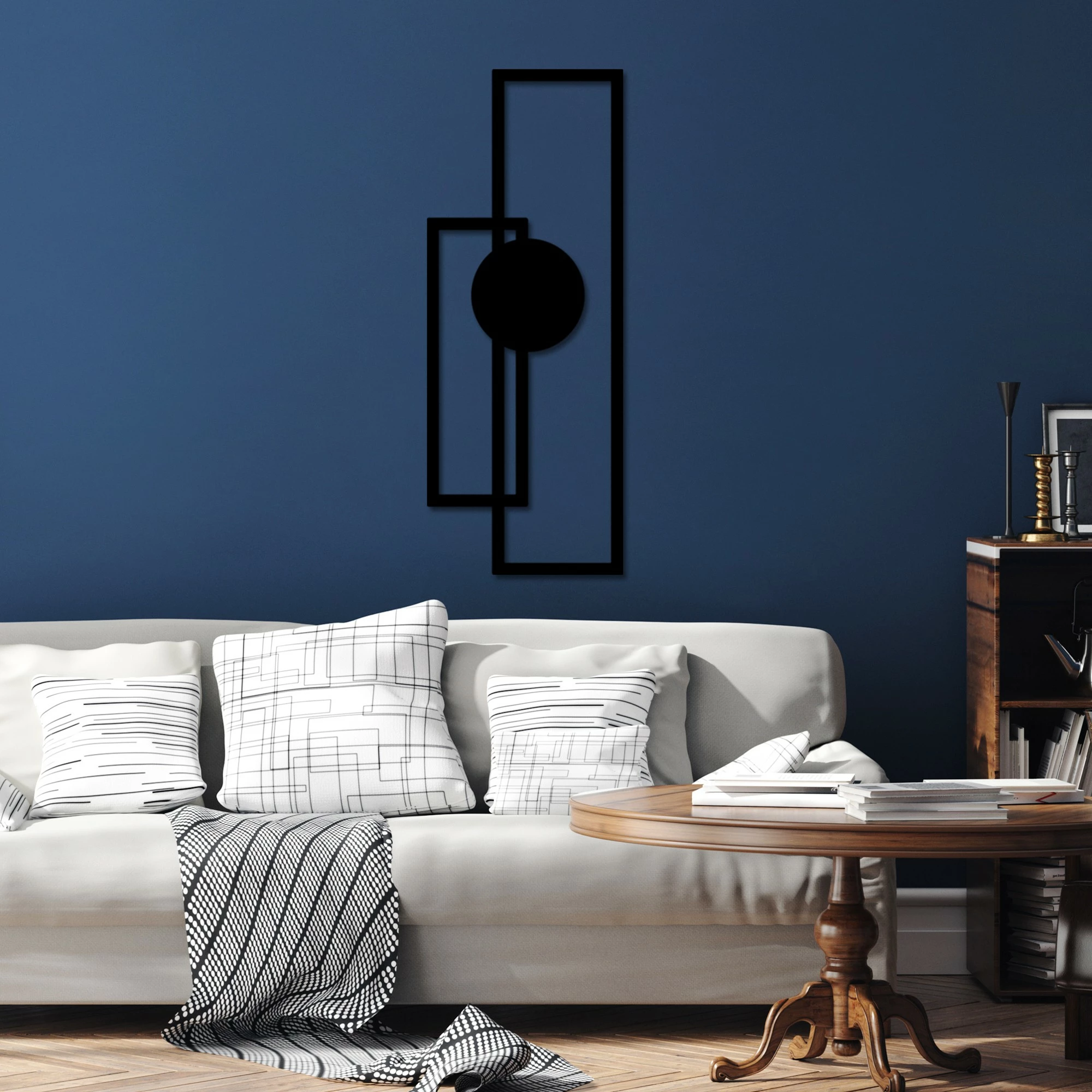 Aksesor dekorativ metalik për mur, Wallity Astratto-1, ngjyrë e zezë, 32x85cm