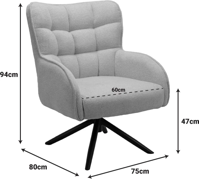 Karrige rrotulluese Fremilia, stof gri-bezhë, 75x80x94cm
