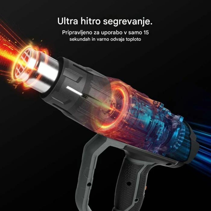 Pistoletë termike VonHaus 3515181 2000W 350–600°C, gri/zezë, set me 4 gryka