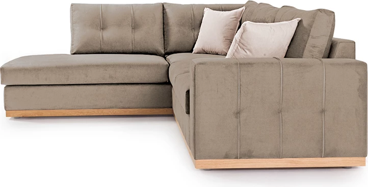 Divan qoshe Boston, kënd i djathtë, pëlhurë mocha-krem, 280x225x90 cm