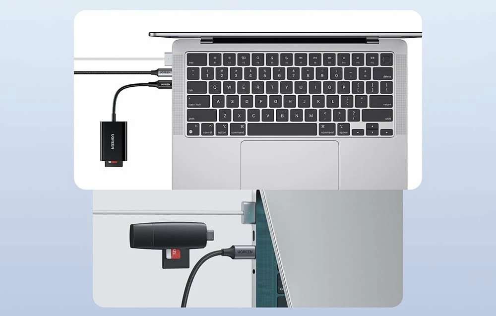 Lexues kartelash USB-C 2-n-1 Ugreen CM265 USB 3.0 5Gbps, SD/Micro SD, zi
