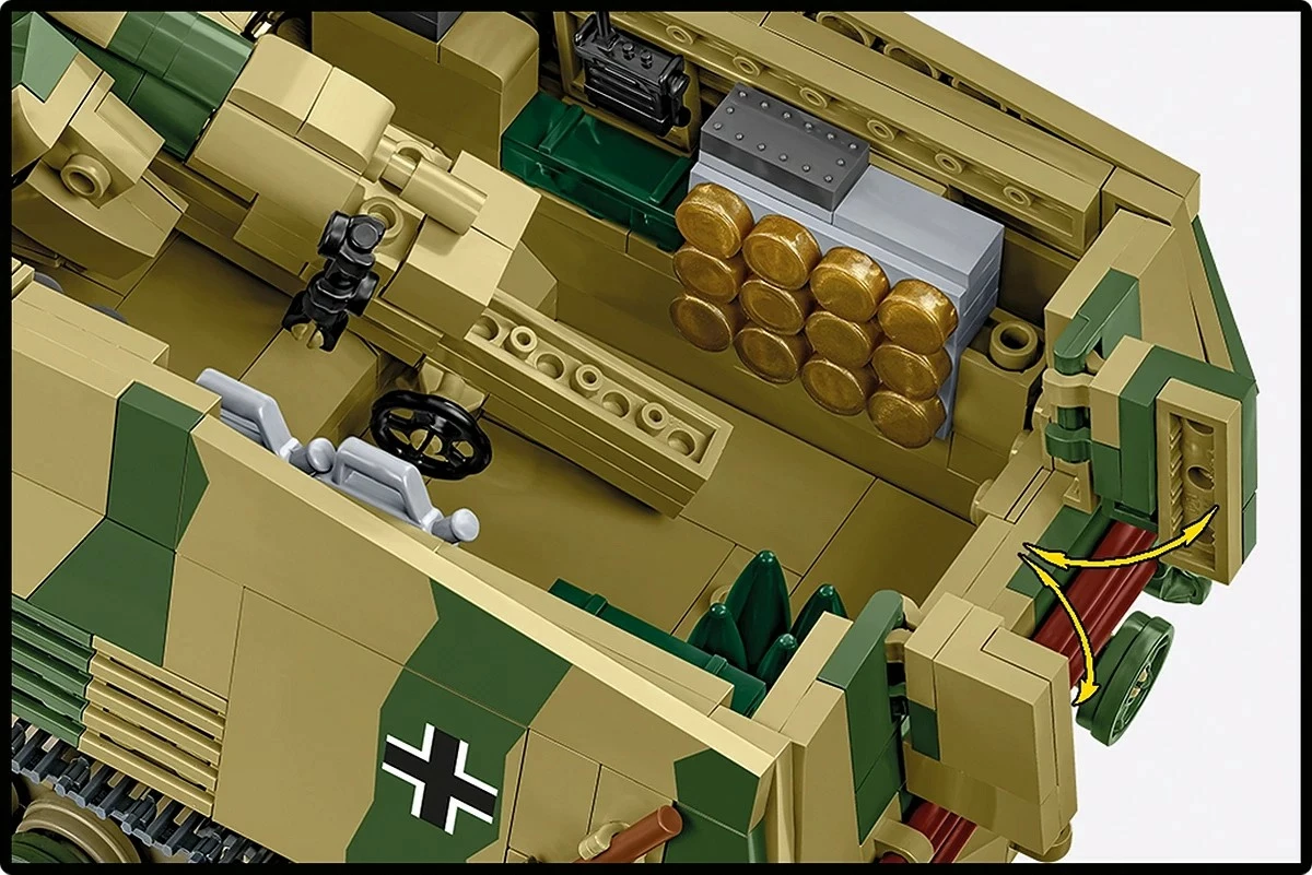 Set blloqesh ndërtimi, Cobi, Panzerhaubitze Hummel COBI-2663, 1118 pjesë, shkallë 1:28, me 2 figura