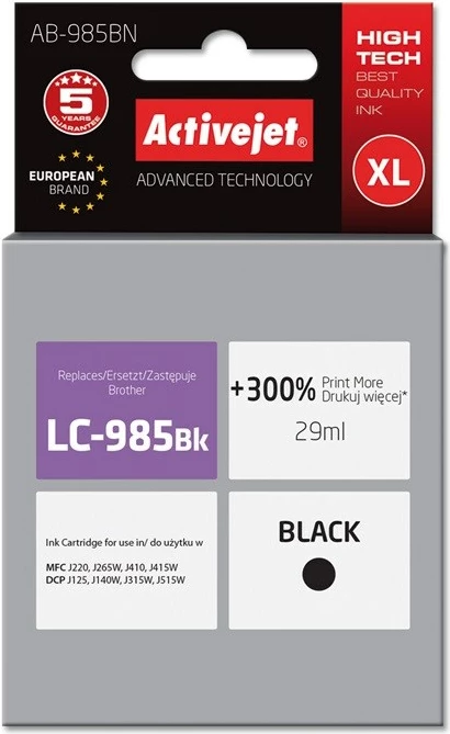 Ngjyrë zëvendësuese Activejet AB-985BN për printer Brother, 29ml, e zezë