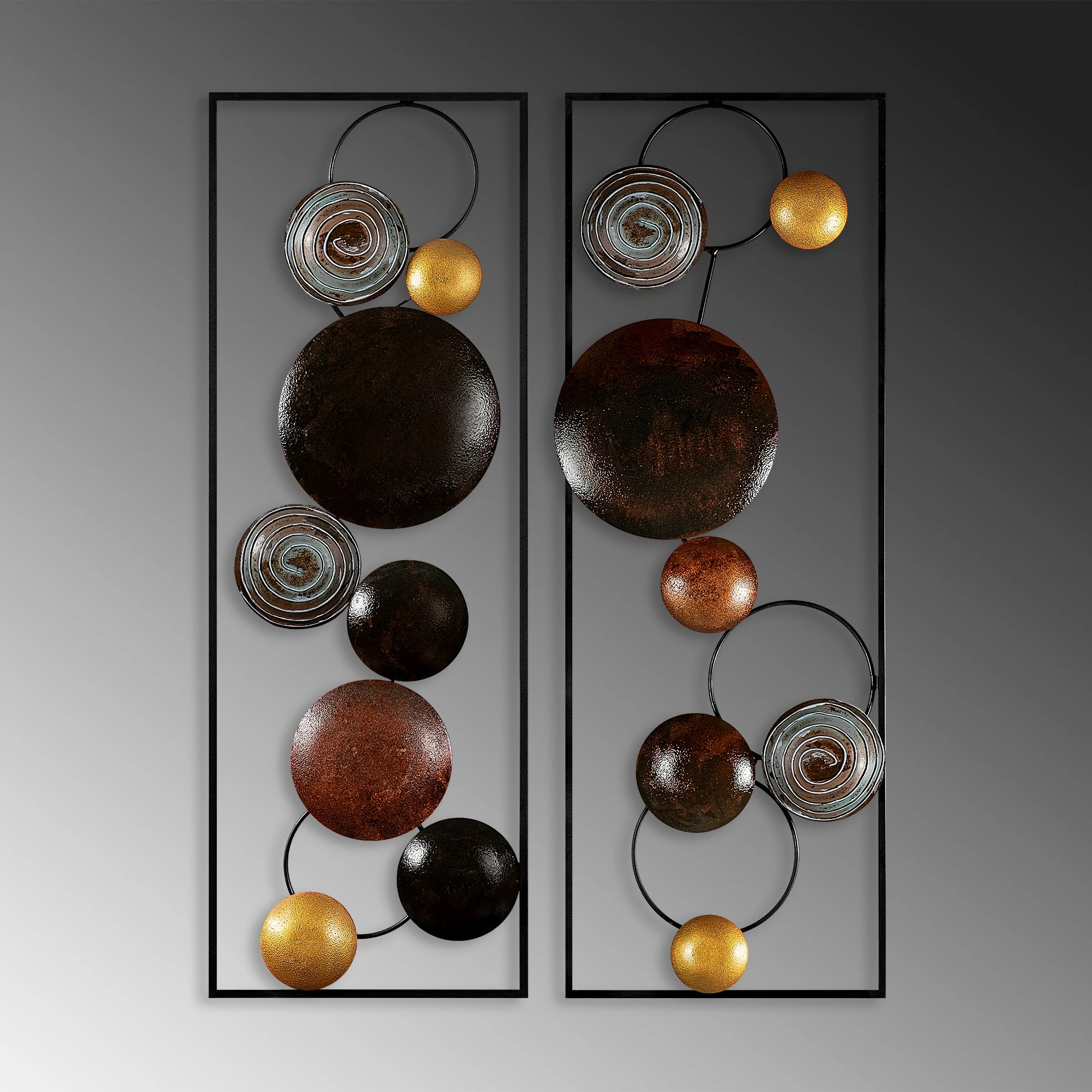 Aksesor dekorativ metalik për mur, Wallity, teksturë, 2 copë