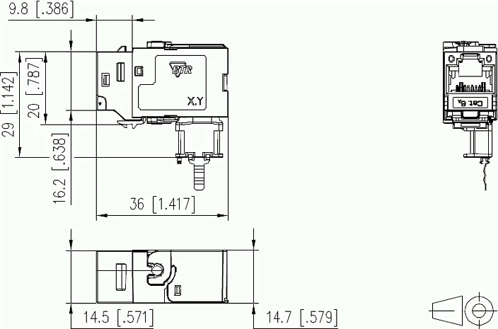 Modul Keystone RJ45 METZ CONNECT C6Amodul K 270, Cat6A, i mbrojtur, argjendtë
