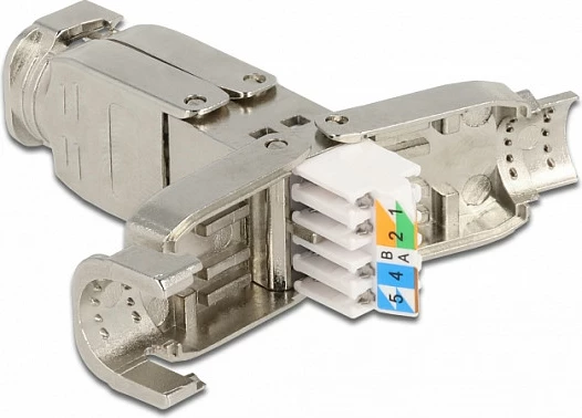 Coupler për kabllo rrjeti DeLOCK Cat6 STP, tool-free, LSA block, i drejtë, çelik inox