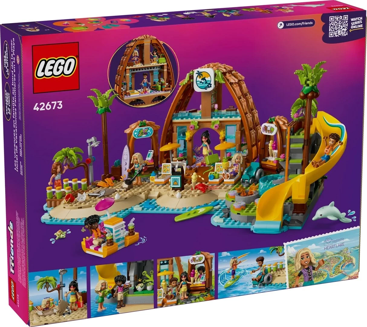 Set LEGO Friends Family Vacation Beach Resort 42673, 6 minifigura