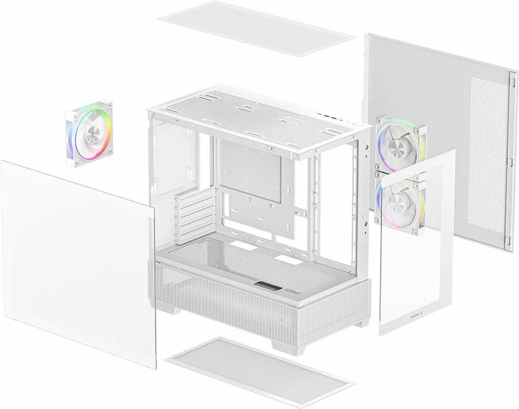 Kasë Deepcool CG380 3F (R-CG380-WHAGM3-G) Midi Tower Micro-ATX/ITX, 3x ARGB, USB-C, e bardhë