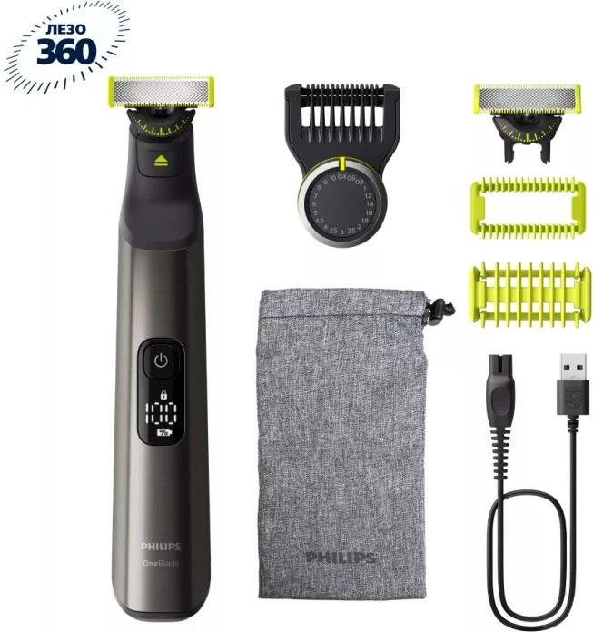 Makinë rroje, Philips, OneBlade Pro QP6552/15 Face & Body, me krehër rregullues, e rikarikueshme, e zezë, set