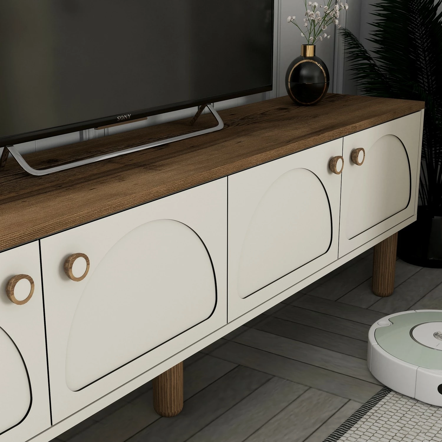 Komodë TV, ngjyrë krem, Skye Decor, Bohem 851