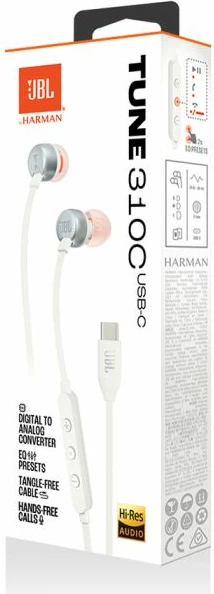Kufje me kabllo USB-C JBL Tune 310C, me mikrofon, të bardha