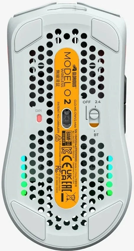 Maus Glorious Model O 2 Wireless GLO-MS-OWV2-MW, 26000 DPI, RGB, Bluetooth/2.4GHz/USB, i bardhë