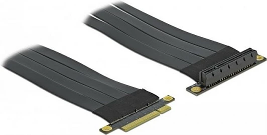 Kartë riser PCIe DeLOCK x8 në x8, kabëll fleksibil 30 cm, e zezë