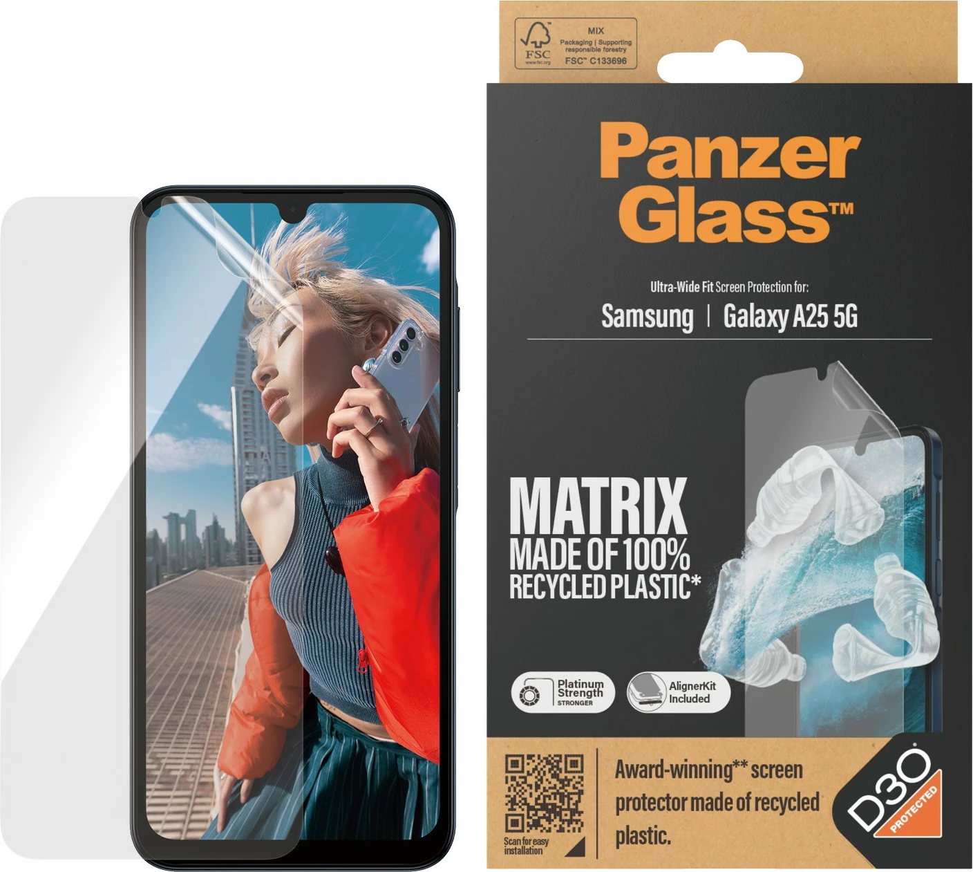 Mbrojtës ekrani PanzerGlass për Samsung Galaxy A25 5G, transparent