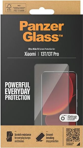 Xham mbrojtës PanzerGlass Ultra-Wide Fit për Xiaomi 13T/13T Pro, kornizë e zezë