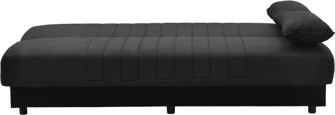 Divan trefishtë me shtrat dhe hapësirë ruajtjeje, ngjyrë e zezë,, 190x85x90cm