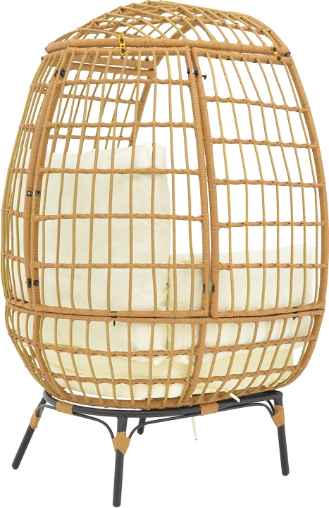 Karrige Frox ratan natyral-metal këmbë natyral-zeza-jastëk bezhë 96x76x145cm