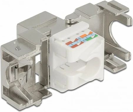 Modul Keystone DeLOCK RJ45 në LSA Cat6A 180° toolfree, metal, 2 copë, inox