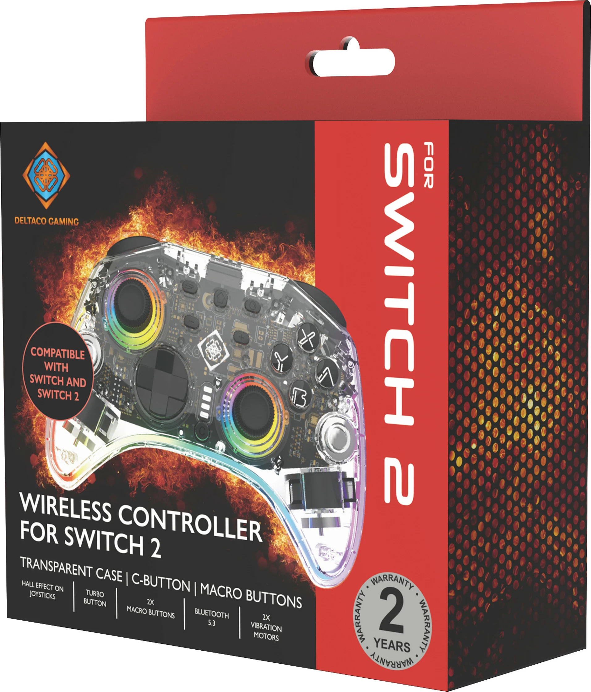 Kontroller Deltaco Gaming Controller 2 C Taste, wireless/USB-C, RGB, transparent 7