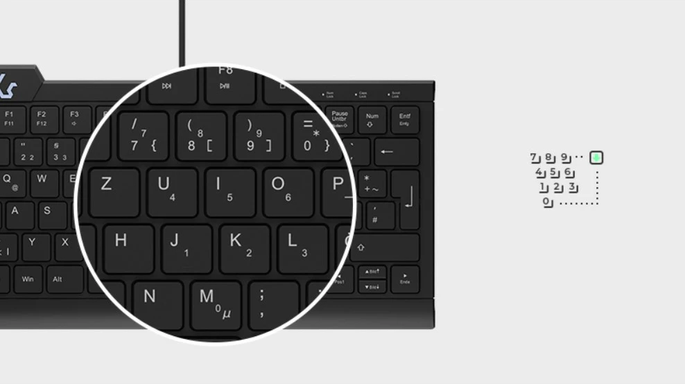 Tastierë KeySonic KSK-5010ELC, me kabllo, LED, QWERTZ, e zezë