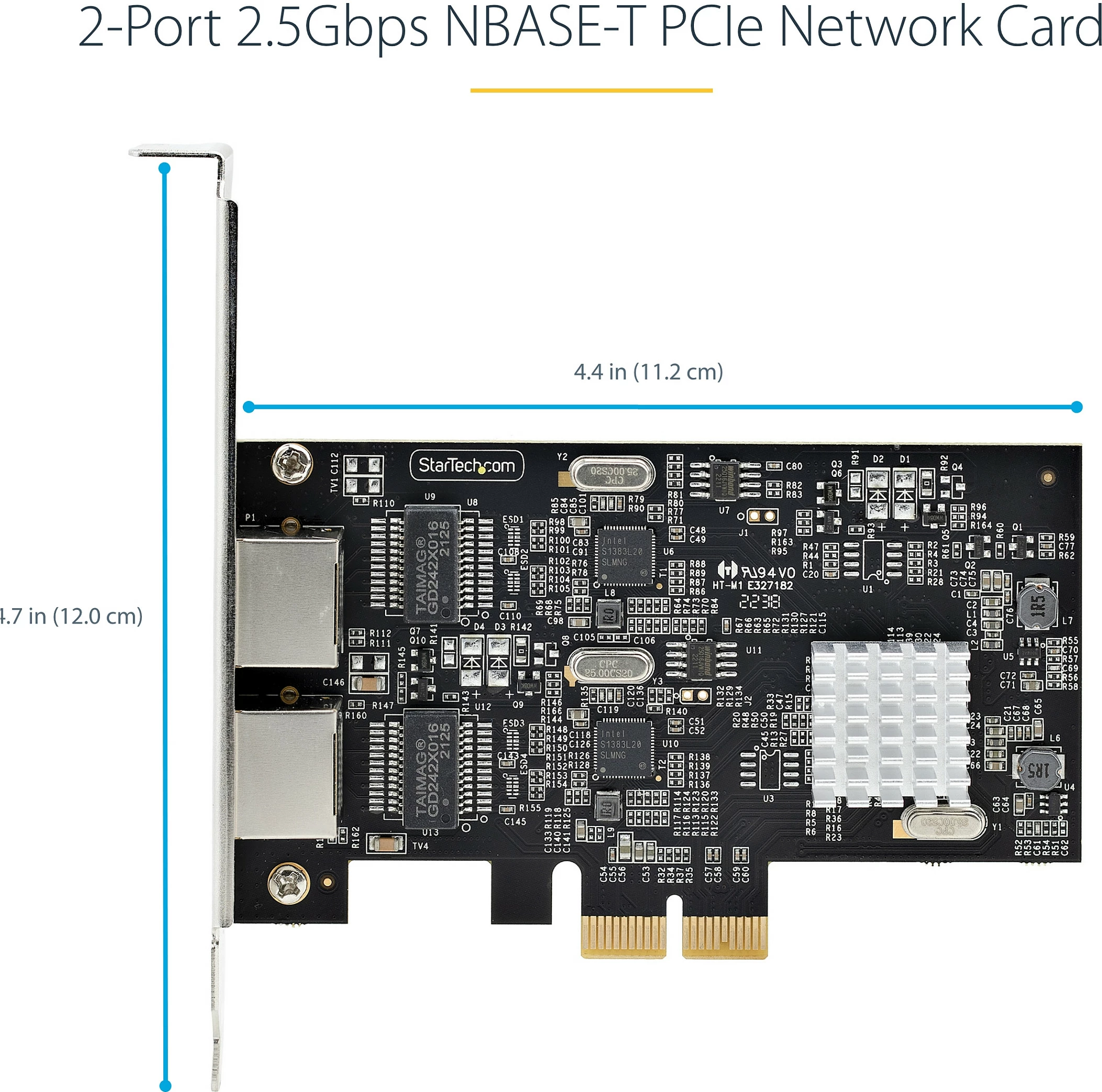 Kartelë rrjeti PCIe StarTech 2-Port 2.5Gbps, Intel I225-V, NBASE-T, 2x RJ-45, e zezë
