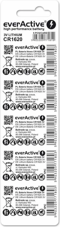 Bateri litium everActive CR1620 5 copë