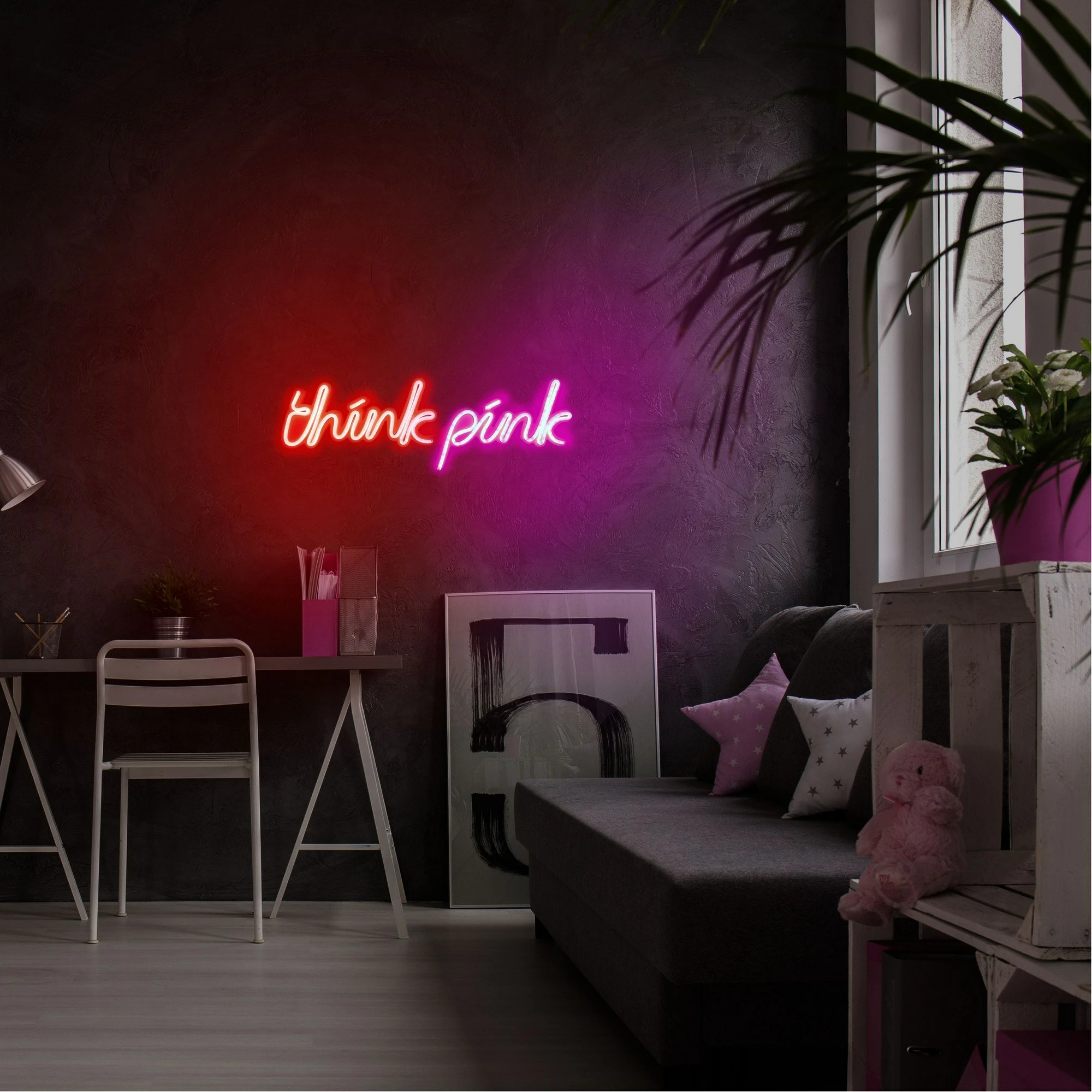 Dritë dekorative plastike LED, Think Pink, e kuqe