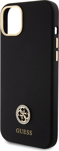Mbështjellës Guess Silicone Logo Strass 4G për iPhone 15 Plus / 14 Plus 6.7", Zi