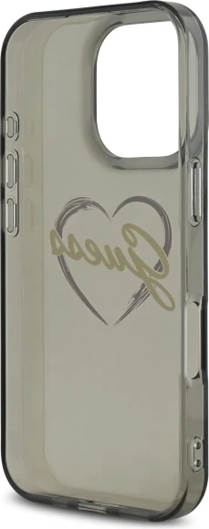 Mbështjellës Guess IML Heart për iPhone 16 Pro Max, Zi