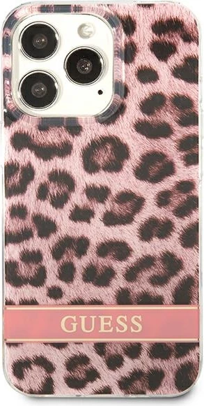 Mbështjellës Guess GUHCP13LHSLEOP për iPhone 13/13 Pro 6.1", hardcase, rozë Leopard