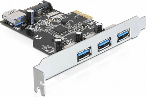 Kartelë PCIe USB 3.0 DeLOCK 89301, 3x USB-A ekstern + 1x USB intern, 5 Gbit/s