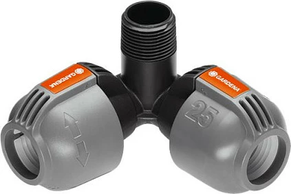 Lidhëse këndore GARDENA Sprinklersystem, 25 mm x 3/4" filetë e jashtme, gri/zezë
