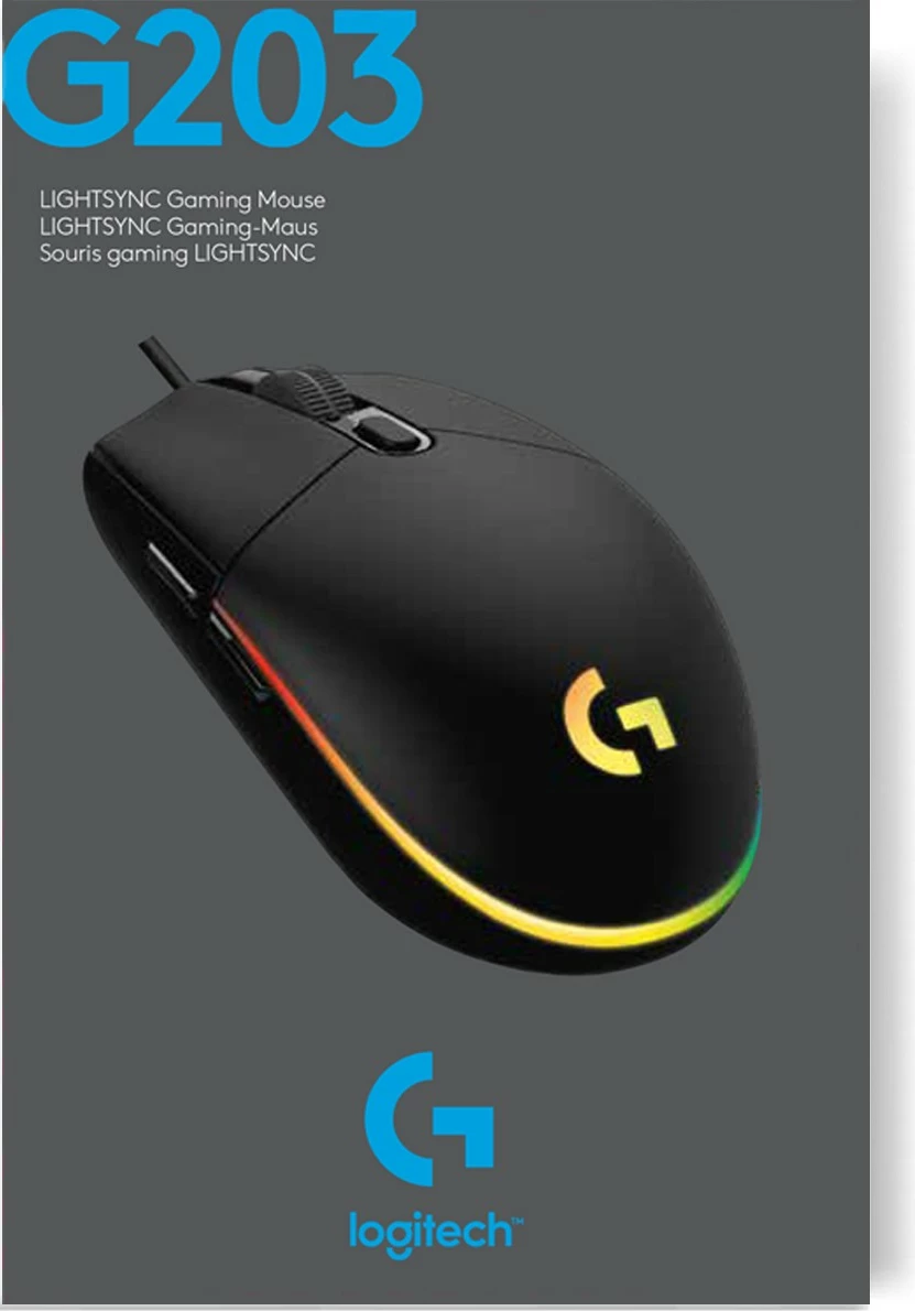 Maus Logitech G G203 LIGHTSYNC, USB Type-A, 8000 DPI, 1 ms, Bardhë
