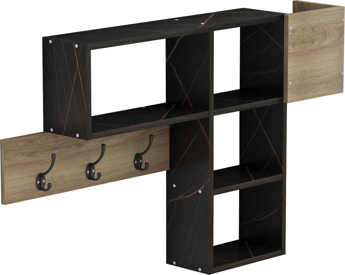 Varëse hyrje me rafte HARLAN FH8973.13 melaminë në ngjyrë natyrale-mermer të zi 99,5x15x61Hcm