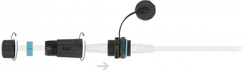 Lidhës RJ45 DeLOCK Cat6A, femër-femër, IP68, 10 Gbit/s, i zi