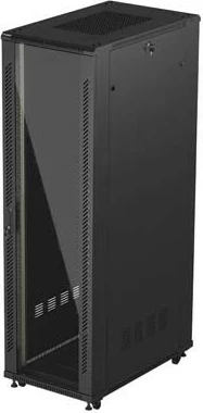 Shafë rack LANBERG 19" 42U 600x1000, derë e përparme me xham, e zezë