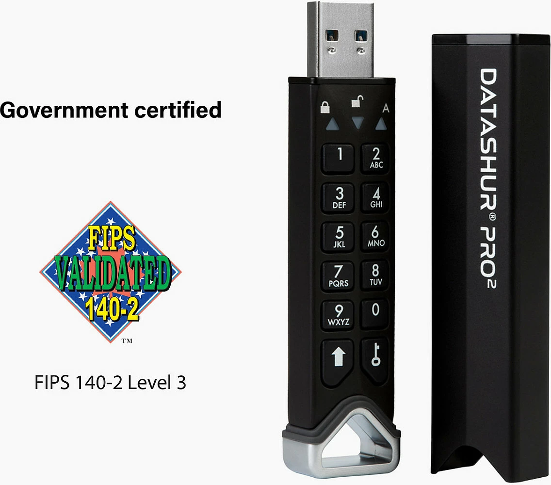USB stick iStorage datAshur PRO2, 4GB, USB-A, me tastierë, i enkriptuar, IP68, zi